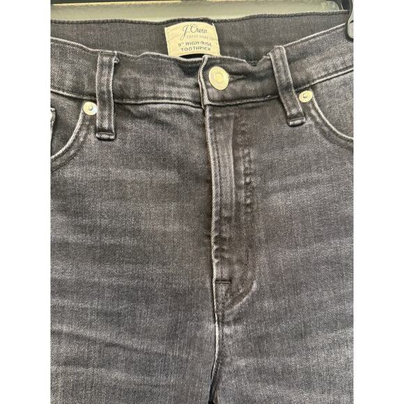 J. Crew 9" High-Rise Toothpick Black Wash Denim Jeans; W 29 - Picture 4 of 7